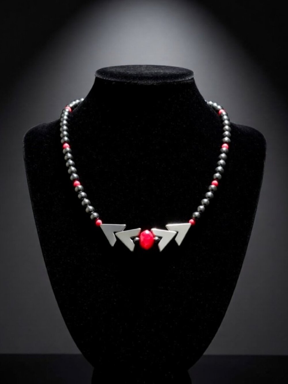 Hematite & Crimson Ritual Choker | Grounding, Root Chakra & Psychic Shield